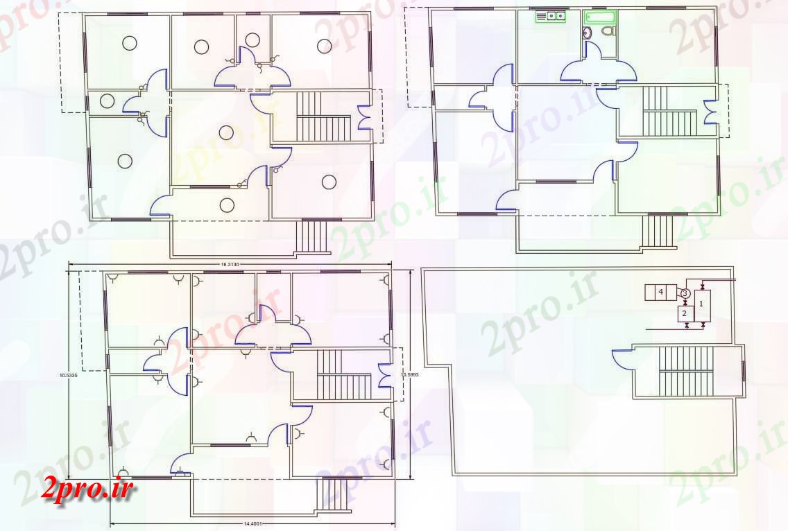 دانلود نقشه مسکونی  ، ویلایی ، آپارتمان  BHK خانه طرحی برق  (کد48034)