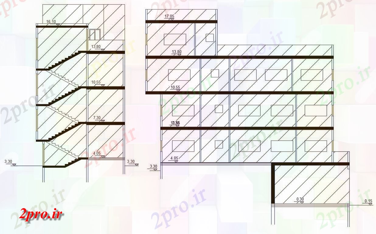 دانلود نقشه مسکونی  ، ویلایی ، آپارتمان   آپارتمان   ساختمان بخش نشیمن (کد48037)