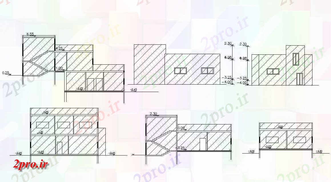 دانلود نقشه مسکونی  ، ویلایی ، آپارتمان  محل اقامت اصلی نما و بخش طراحی   (کد48040)