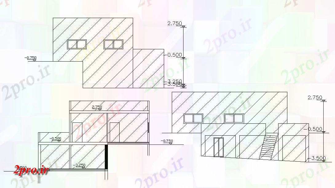 دانلود نقشه مسکونی  ، ویلایی ، آپارتمان  بخش و نما طراحی House  (کد48065)