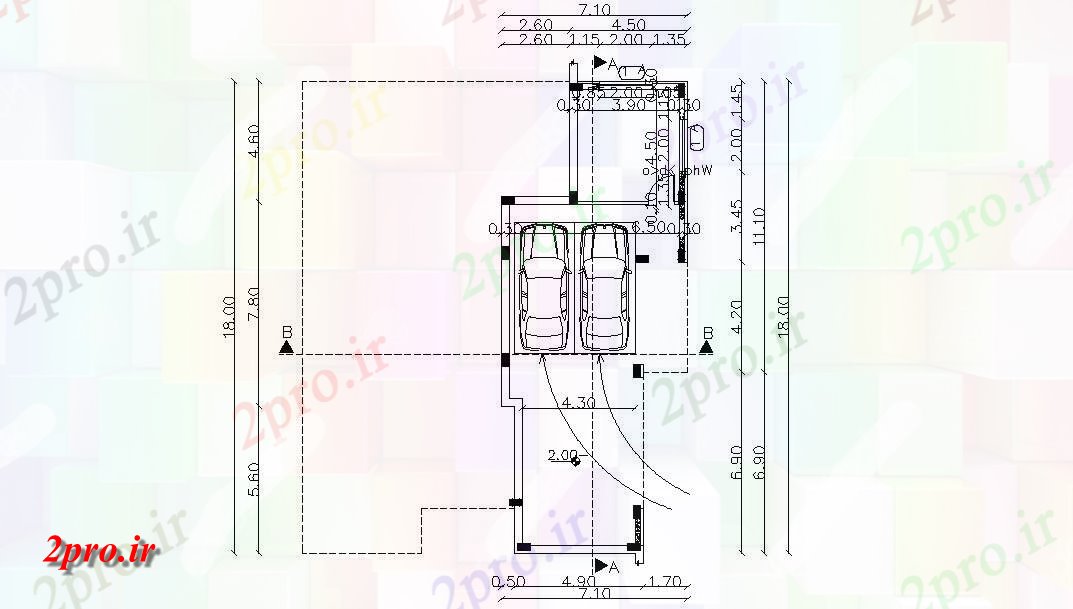 دانلود نقشه مسکونی  ، ویلایی ، آپارتمان  پارکینگ طبقه همکف اتومبیل  (کد48070)