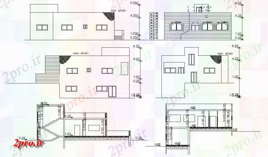 دانلود نقشه خانه های کوچک ، نگهبانی ، سازمانی -  ویلایی نما و بخشی   (کد48071)