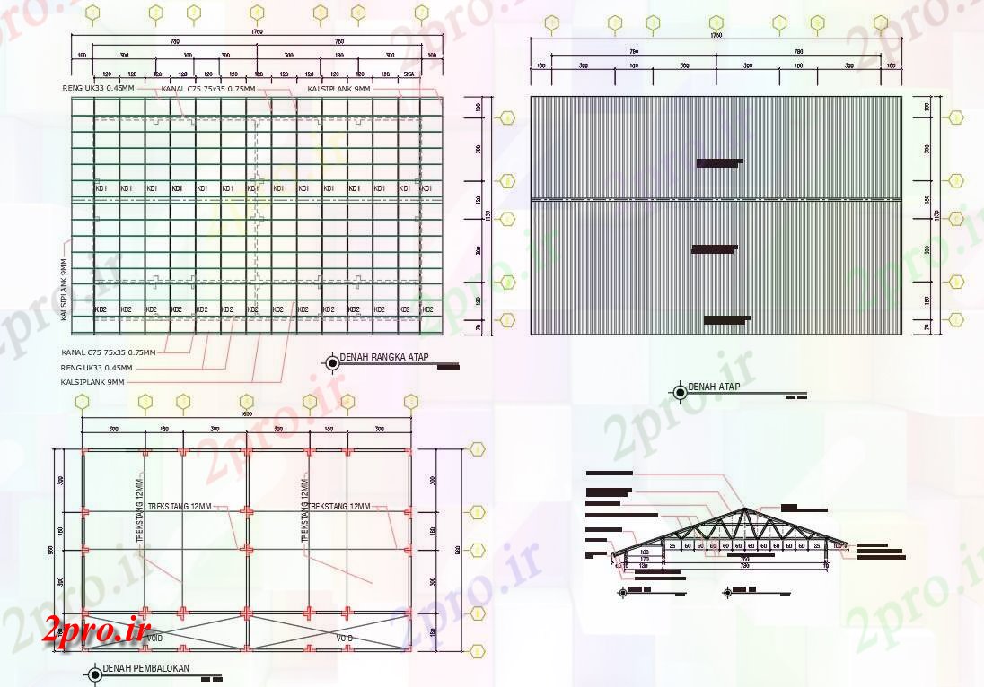 دانلود نقشه طراحی جزئیات ساختار خانه ن خرپا ساختار سقف (کد48111)