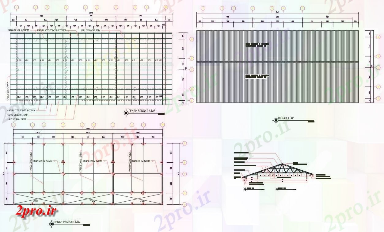 دانلود نقشه قالب اسکلت فلزی    دهانه سقف طراحی ساختار (کد48114)