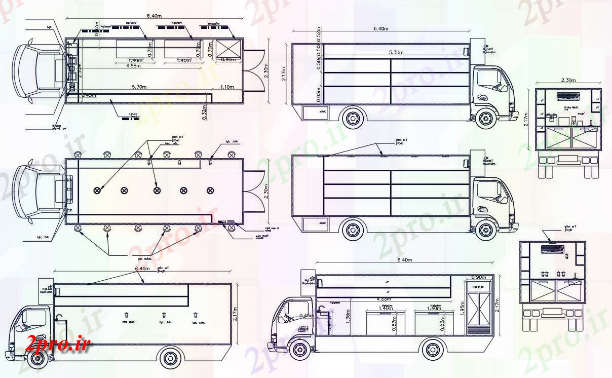 دانلود نقشه بلوک وسایل نقلیه حمل و نقل کامیون  بلوک (کد48116)