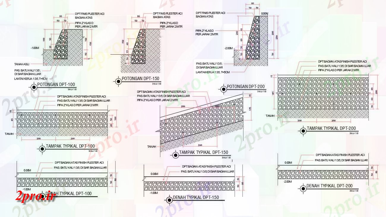 دانلود نقشه جزئیات ساخت و ساز Potongan RCC ساخت و ساز (کد48138)