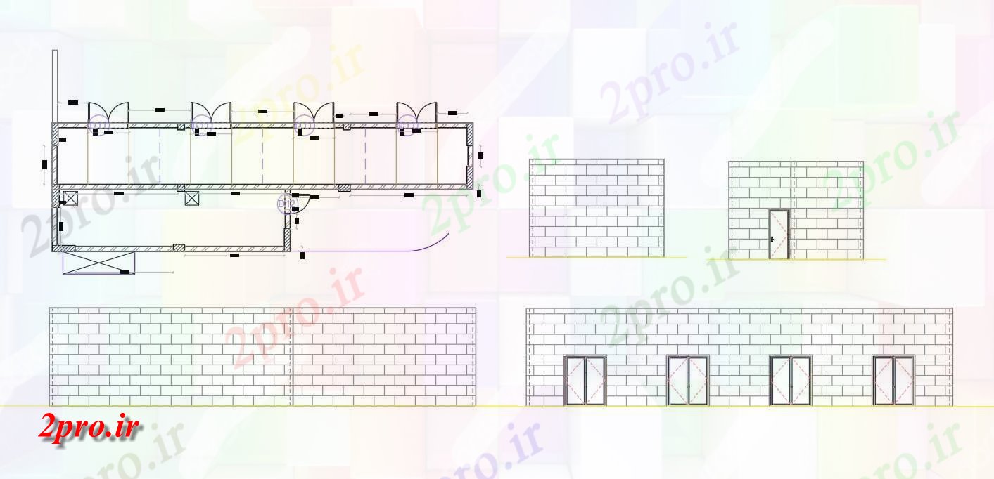 دانلود نقشه  جزئیات دیوار های آجری آجر شن و ماسه آهک دیوار اتاق (کد48160)