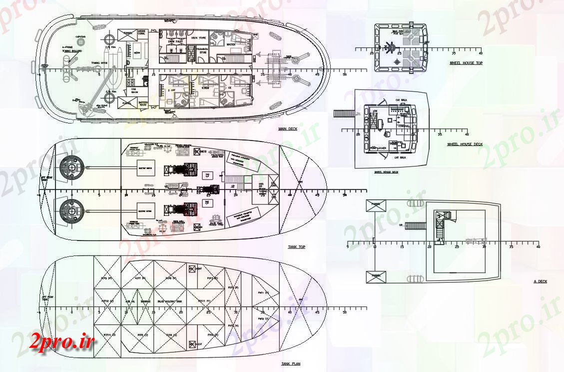 دانلود نقشه بلوک وسایل نقلیه طرحی دو بعدی  کشتی قایق  نشیمن (کد48171)
