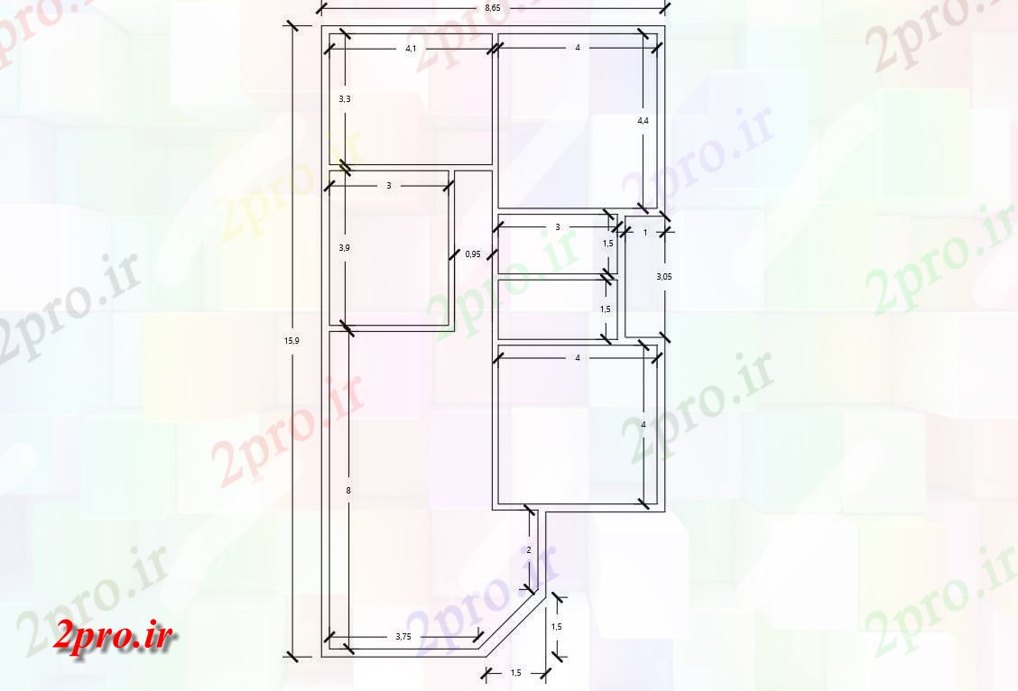 دانلود نقشه مسکونی  ، ویلایی ، آپارتمان  X 52 'طرحی House  (کد48184)