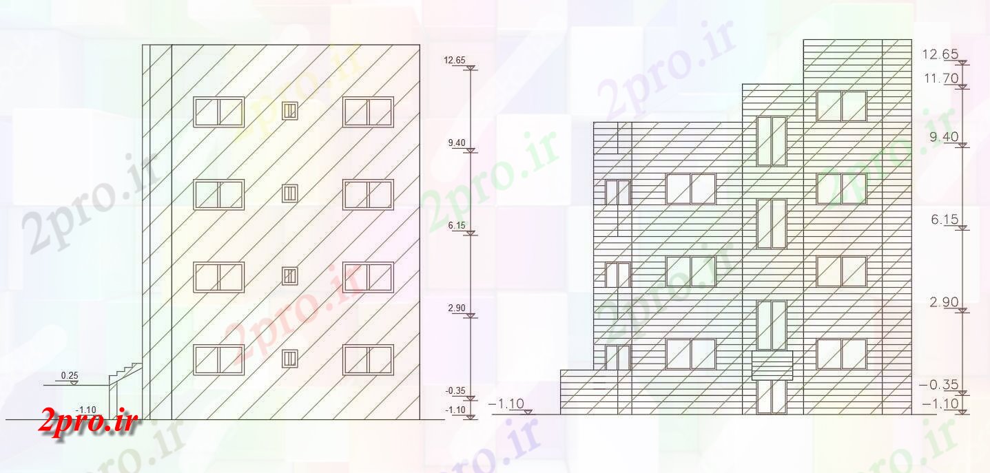 دانلود نقشه مسکونی  ، ویلایی ، آپارتمان    آپارتمان   نمای (کد48208)