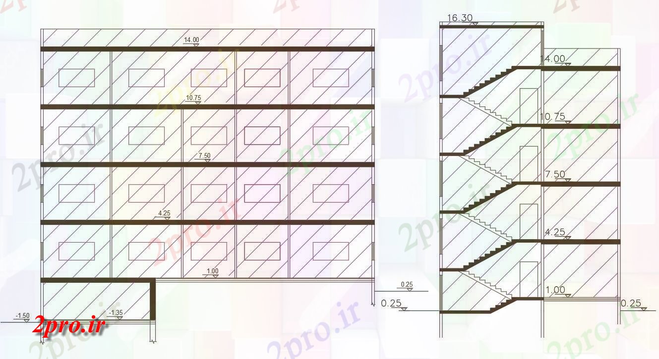 دانلود نقشه مسکونی  ، ویلایی ، آپارتمان  آپارتمان ساختمان بخش نشیمن   (کد48209)