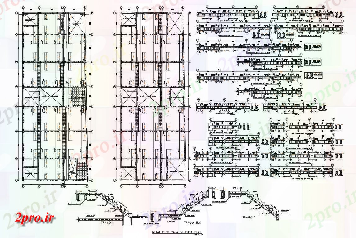 دانلود نقشه جزئیات ستون RCC آپارتمان   پرتو و راه پله ساختار  نشیمن (کد48222)