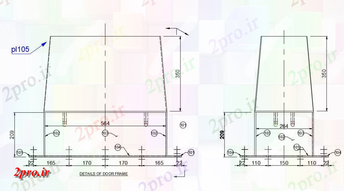 دانلود نقشه جزئیات طراحی در و پنجره    قاب درب  نشیمن (کد48237)