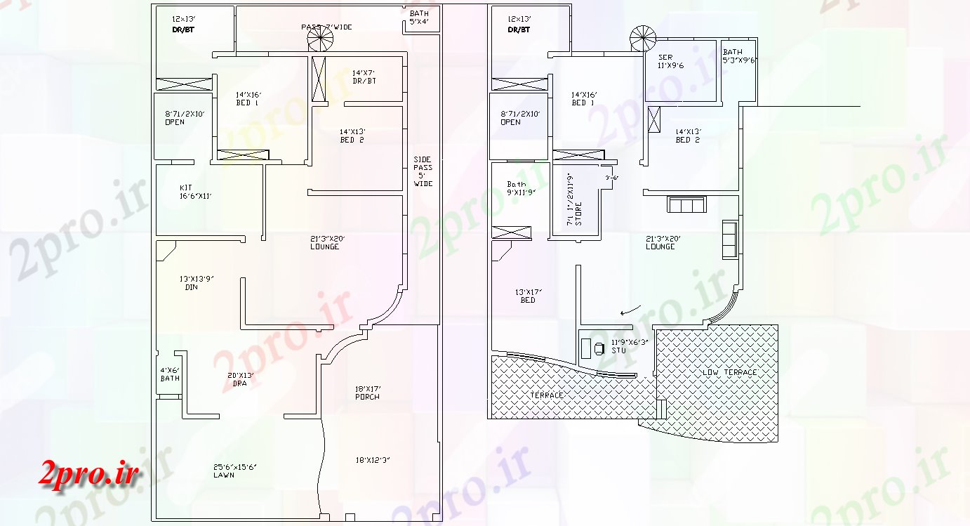 دانلود نقشه مسکونی  ، ویلایی ، آپارتمان    از G + 1 2BHK خانه طراحی موجود طرح (کد48254)