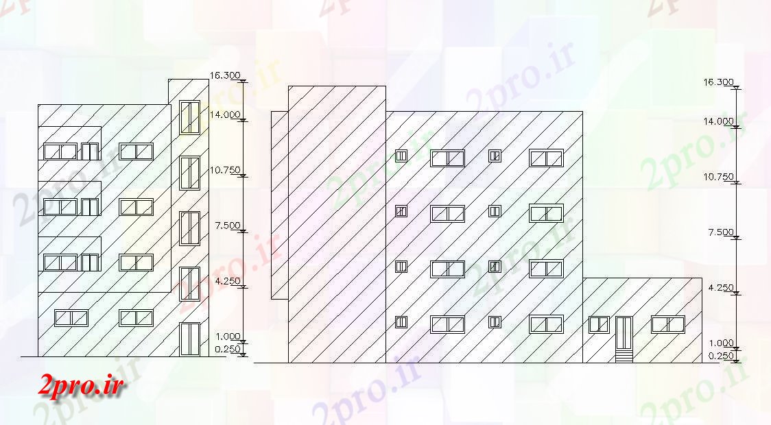 دانلود نقشه خانه های کوچک ، نگهبانی ، سازمانی - سطحی آپارتمان   نمای چیدمان  (کد48291)