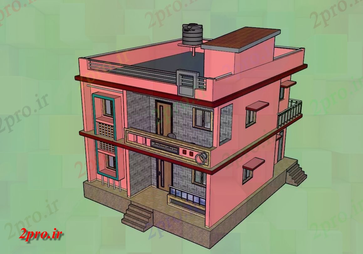 دانلود نقشه خانه های سه بعدی معماری تریدی خانه مدرن طراحی ساختمان (کد48309)