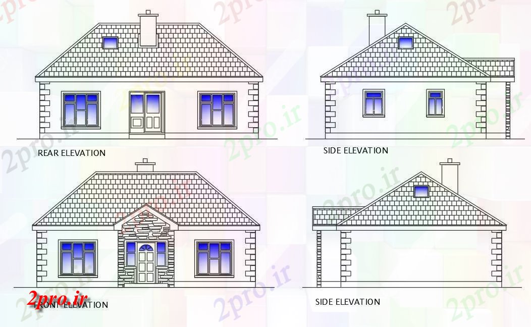 دانلود نقشه مسکونی  ، ویلایی ، آپارتمان   طراحی را نشان می دهد برنامه ریزی دقیق از G + 1 2bhk طرحی خانه کوچک با جلو، عقب، به طرف (کد48322)