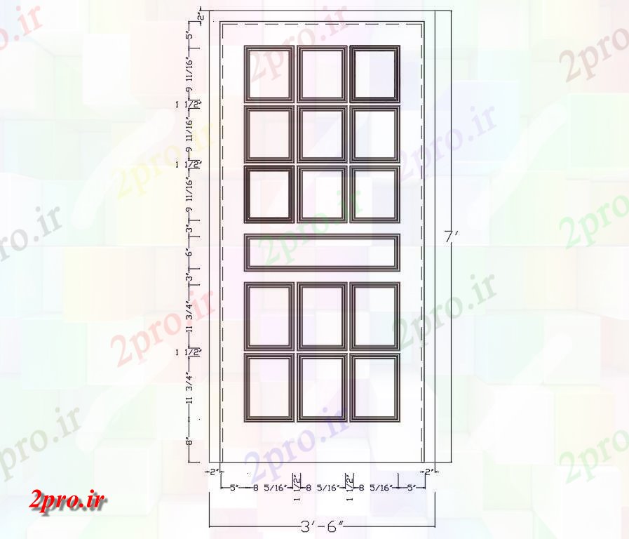 دانلود نقشه جزئیات طراحی در و پنجره  درب های چوبی جلو نما (کد48362)