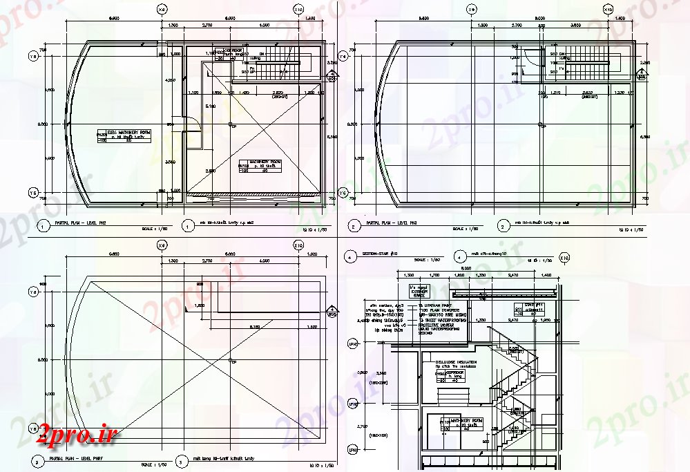 دانلود نقشه پلان مقطعی   دادن جزئیات این ماشین آلات ساخت و ساز طرحی طبقه جزئی و بخش طراحی (کد48378)
