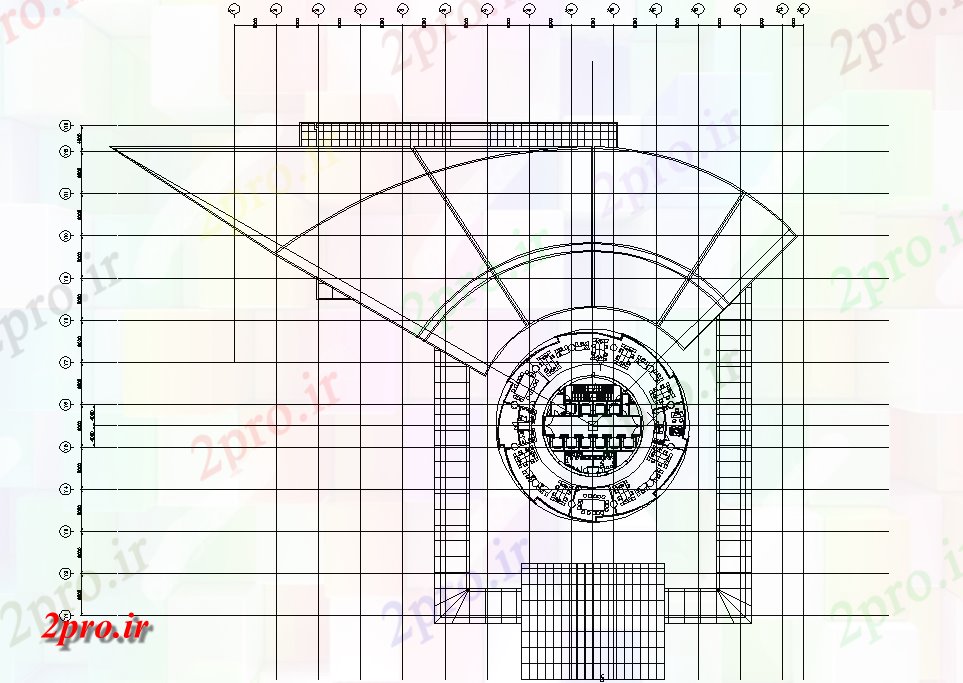 دانلود نقشه پلان مقطعی طراحی  نشان دادن جزئیات مربوط به طرحی دیدگاه بالا بخشی از ساختمان تجاری (کد48407)