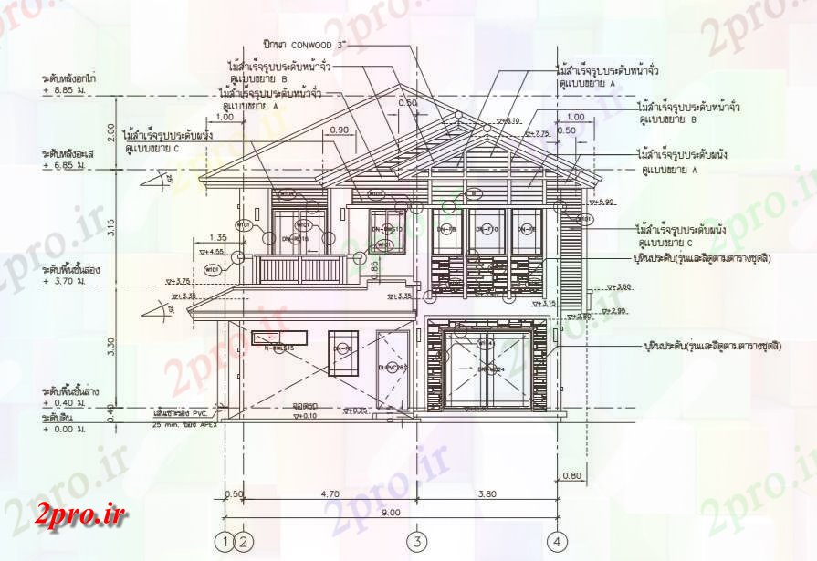 دانلود نقشه پلان مقطعی  طراحی نشان می دهد جزئیات مربوط به G + 1 مثلث بالای بام بخش خانه   plan (کد48432)