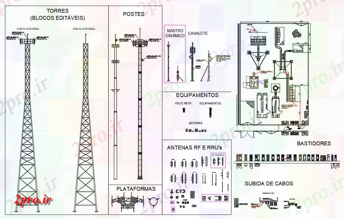 دانلود نقشه تاسیسات برق شبکه تلفن همراه طراحی برج نمای   طراحی در دسترس     کنید (کد48434)
