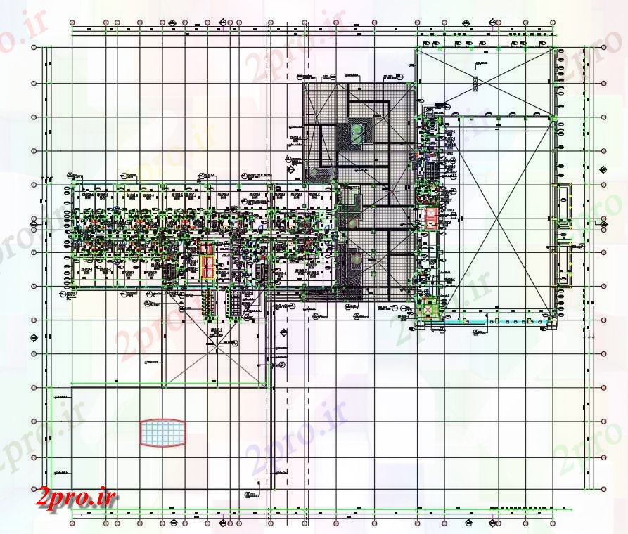 دانلود نقشه باشگاه  اتوکد توسعه اردوگاه نیروهای امنیتی عراق، محل باشگاه وانجمن Building افسر  (کد48435)