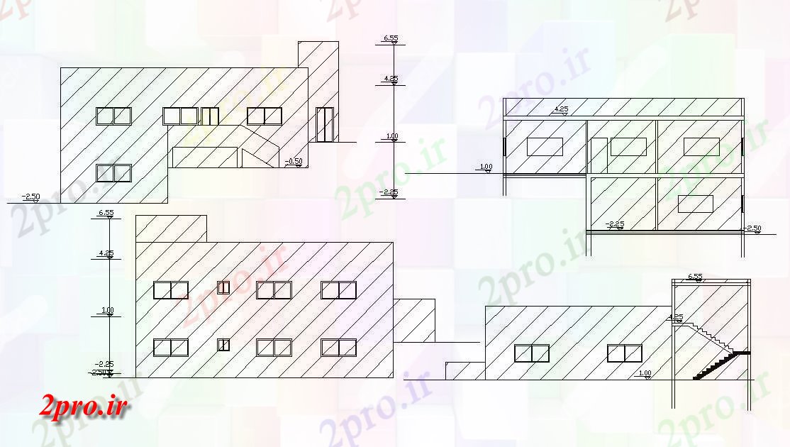 دانلود نقشه مسکونی  ، ویلایی ، آپارتمان  بخش ویلایی و نما   (کد48452)