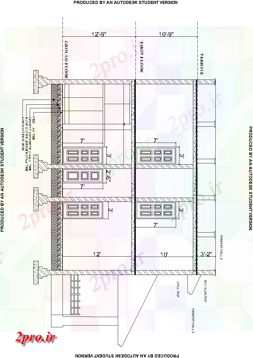 دانلود نقشه مسکونی  ، ویلایی ، آپارتمان  خانه بخشی نمای  (کد48594)