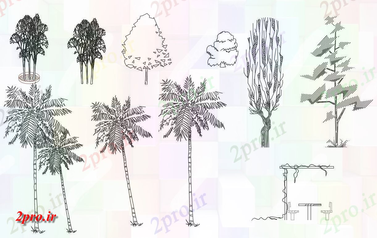 دانلود نقشه درختان و گیاهان بلند قد  درخت بلوک   (کد48641)