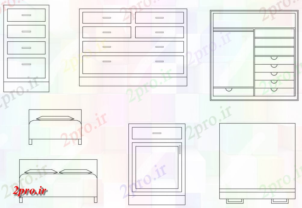 دانلود نقشه بلوک مبلمان   نمای نشیمن  (کد48765)