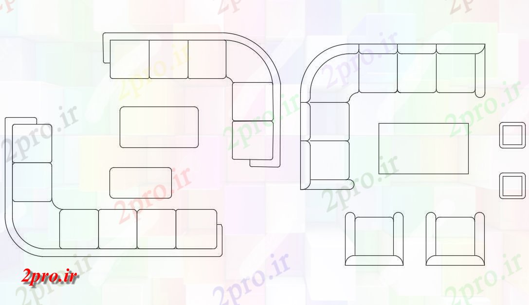 دانلود نقشه طراحی و مبلمان اتاق برای اتاق نشیمن   (کد48791)