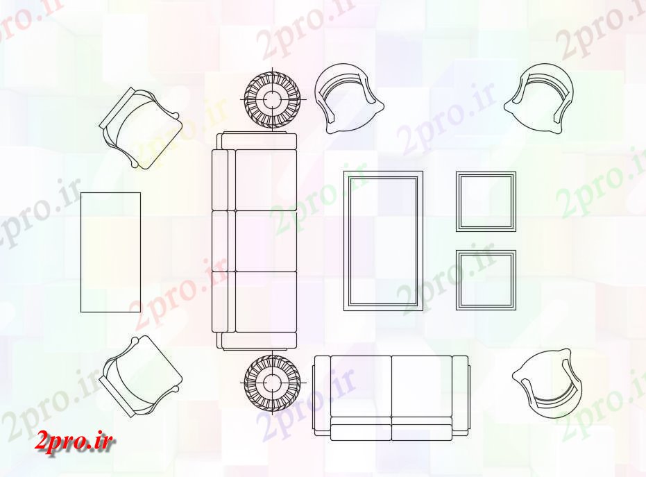 دانلود نقشه بلوک مبلمان  مبل و صندلی مبلمان   بلوک  (کد48798)