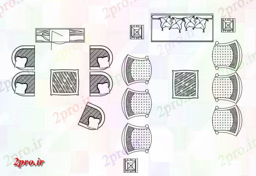 دانلود نقشه بلوک مبلمان صندلی با مرکز جدول بالا  طرحی  بلوک (کد48802)