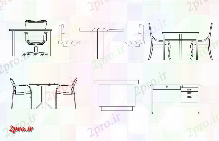دانلود نقشه میز و صندلی میز و صندلی نمای بلوک  نشیمن (کد48823)