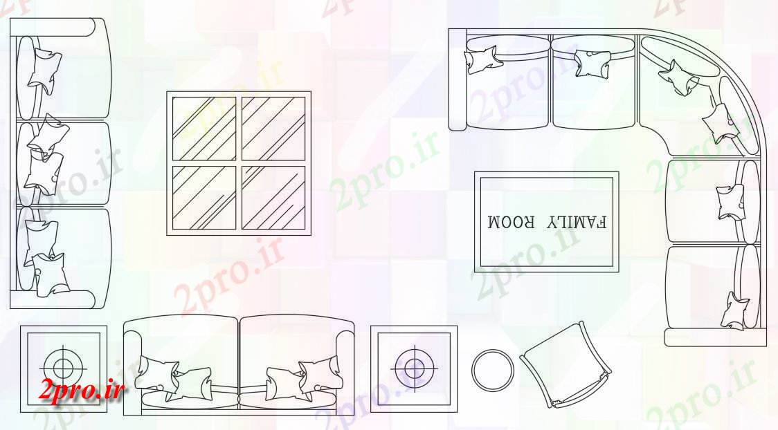 دانلود نقشه بلوک مبلمان  اتوکد نشان می دهد سبک های مختلف از مبل اتاق نشیمن و میز بلوک،   (کد48868)