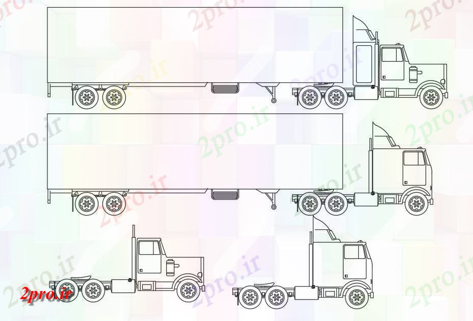دانلود نقشه بلوک وسایل نقلیه کامیون حمل و نقل  نشیمن   (کد48957)
