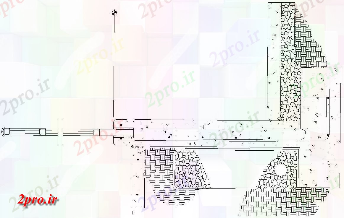 دانلود نقشه پلان مقطعی   دو بعدی  اتوکد از جزئیات بخش دیوار معمولی حاوی دیوار سنگ    (کد48968)