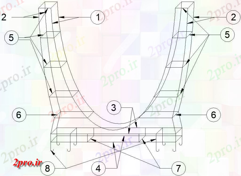 دانلود نقشه پلان مقطعی   از جزئیات بخش از نوع تقویت U   design (کد48976)