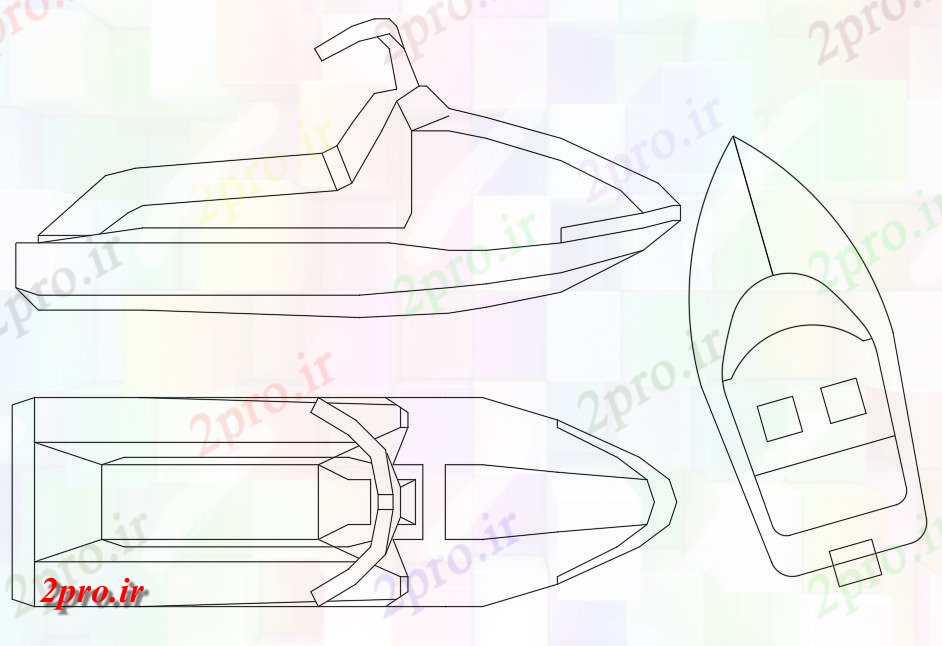 دانلود نقشه بلوک وسایل نقلیه روروک مخصوص بچه ها قایق  بلوک نمای نشیمن  (کد48989)