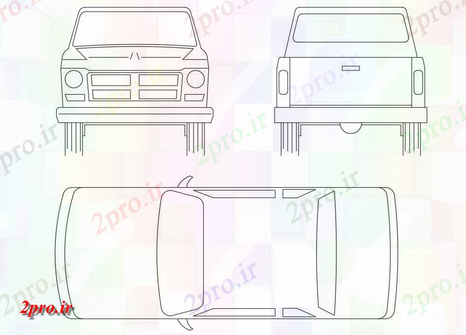 دانلود نقشه بلوک وسایل نقلیه اتومبیل خودرو نمای  بلوک   (کد48997)