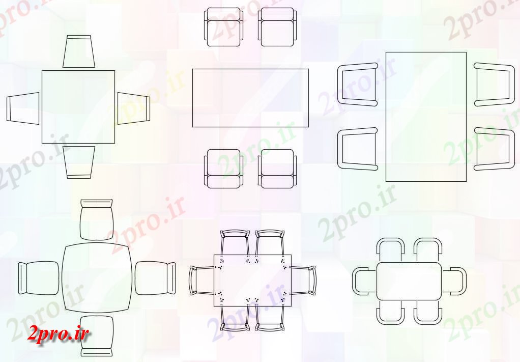 دانلود نقشه بلوک مبلمان  اتوکد نشان می دهد سبک های مختلف از رستوران ناهار خوری طراحی نما بلوک جدول،   (کد49052)