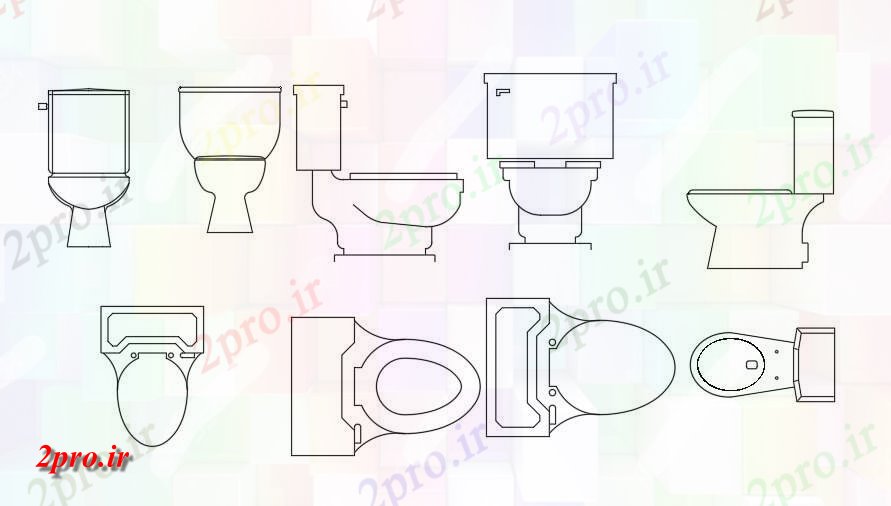 دانلود نقشه تجهیزات بهداشتی WC توالت  بلوک   (کد49102)