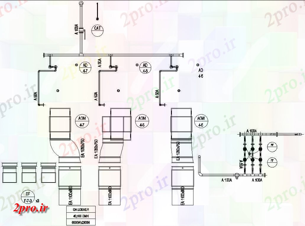 دانلود نقشه پلان مقطعی  طراحی  از بخش دودکش و طراحی نما    (کد49164)