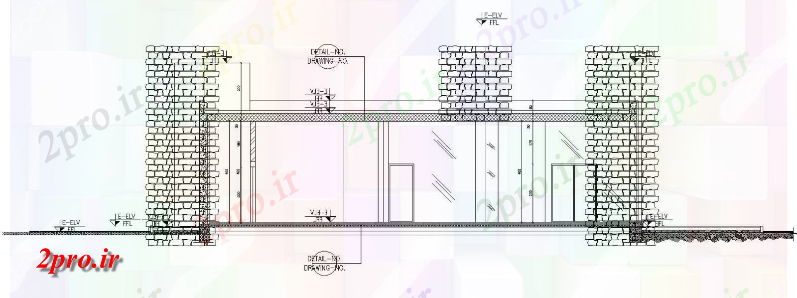 دانلود نقشه پلان مقطعی   از ساختمان اداری مقابل جزئیات بخش طرحی   دو بعدی   (کد49172)