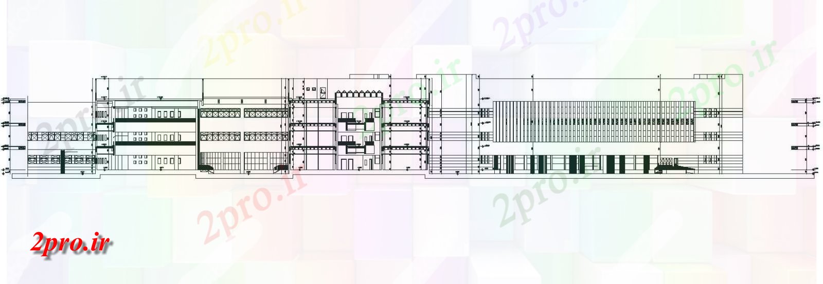 دانلود نقشه پلان مقطعی  معماری  اتوکد  از بخش ساختمان دانشگاه ، آموزشکده  دو بعدی   جزئیات (کد49223)