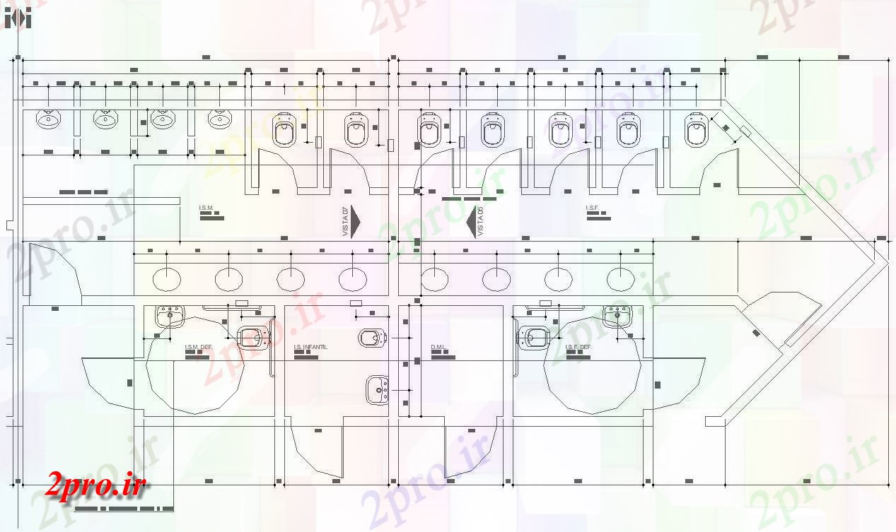 دانلود نقشه پلان مقطعی  فاده از طرحی طبقه ساختمان توالت و بخش  دو بعدی   جزئیات (کد49238)