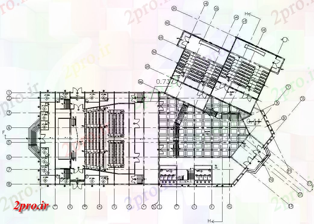 دانلود نقشه پلان مقطعی تالار عروسی ساخت و ساز طرحی طبقه و جزئیات بخش اتوکد  طراحی     دو بعدی   (کد49259)