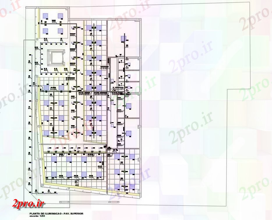 دانلود نقشه برق کشی ، اتصالات شرکت سقف دفتر نور نشیمن  (کد49308)
