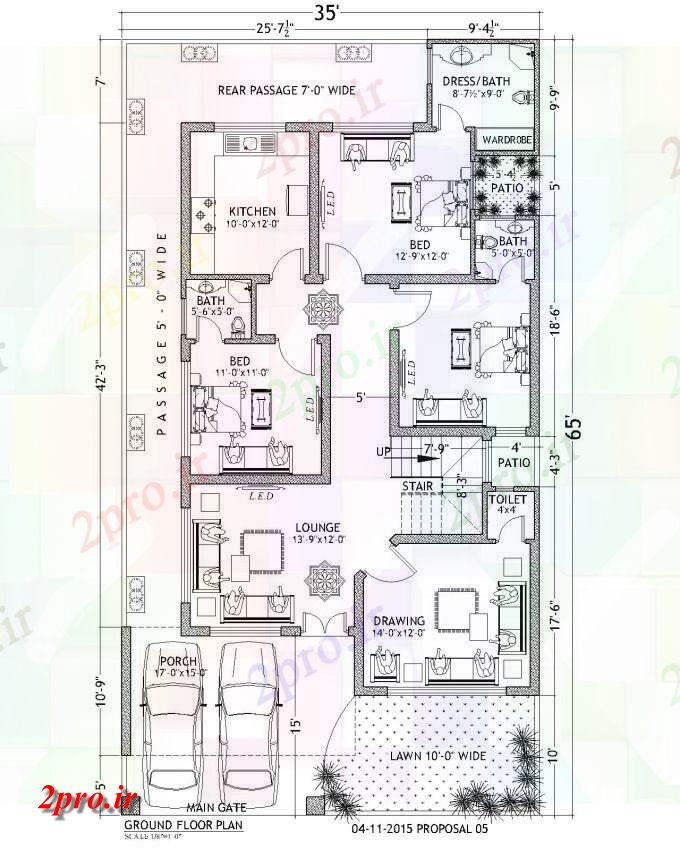 دانلود نقشه  خانه مسکونی ، ویلاX42 خانه طرحی با طراحی مبلمان (کد49331)